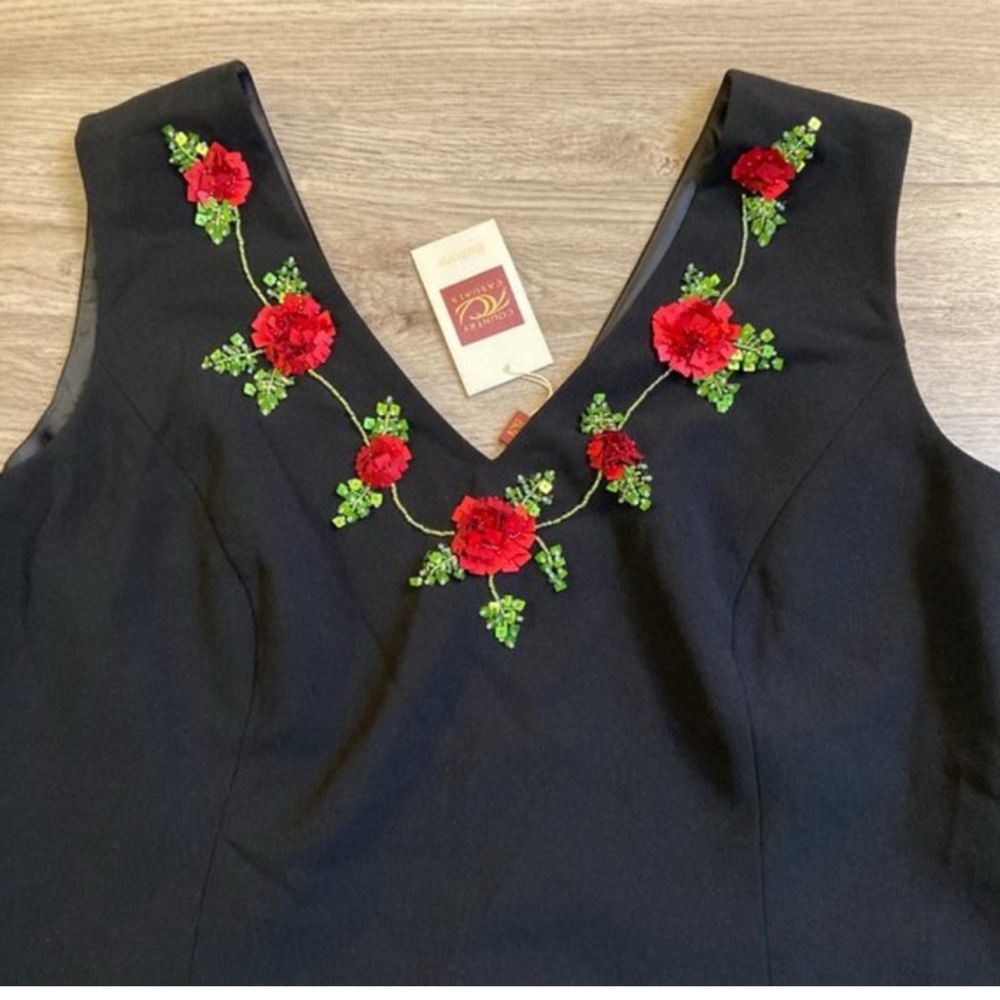 Country Casuals Vintage Black Rose Sheath Dress Plus Size 18 NWT